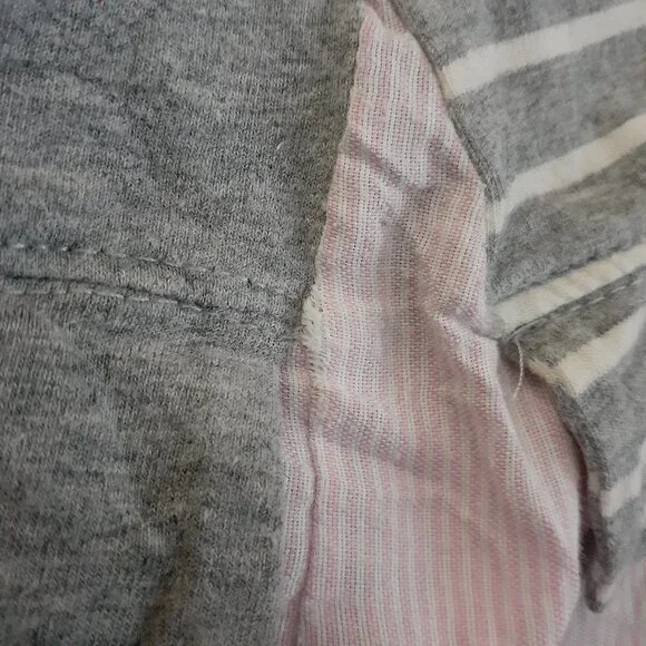 Anthropologie Little Yellow Button Women's Size M Gray Stripe Mixed Media Shirt - Picture 14 of 14